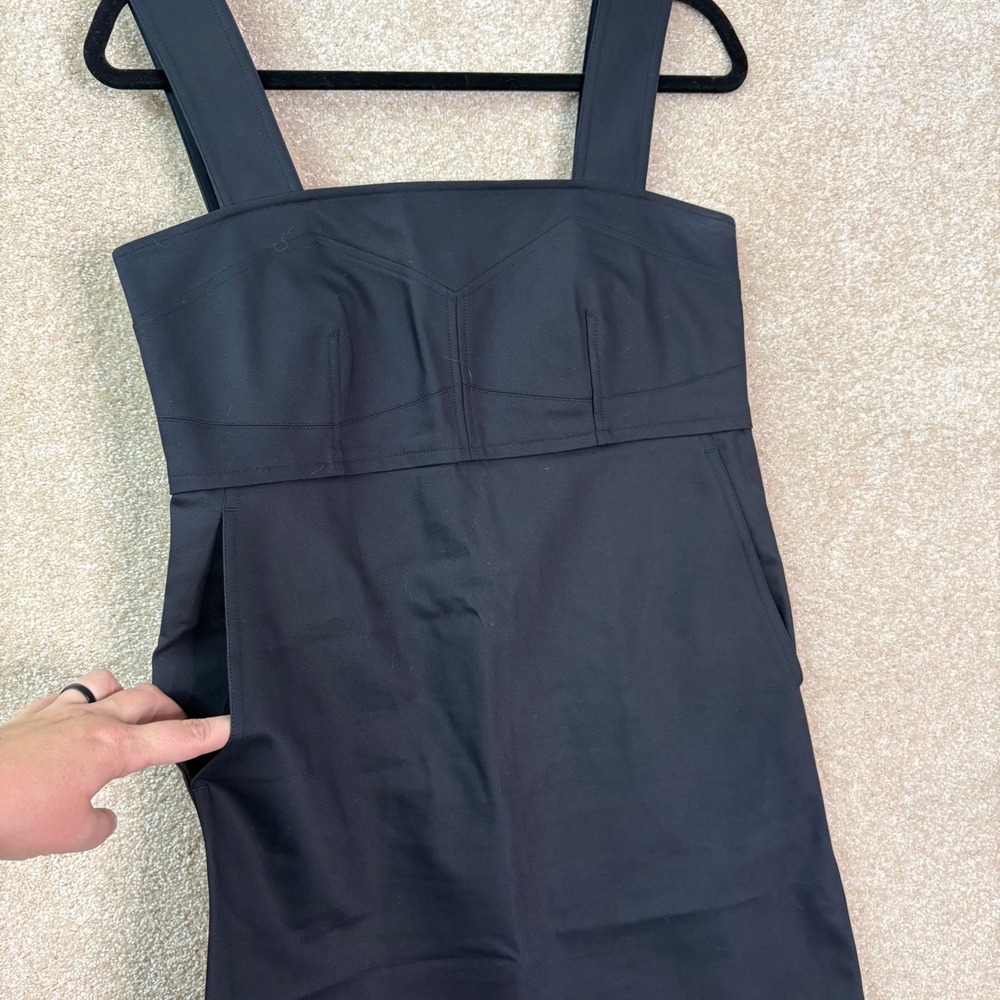 HELMUT LANG Mini Dress Womens 4 Black Pockets Minimalist Designer Chic LBD - Picture 4 of 7